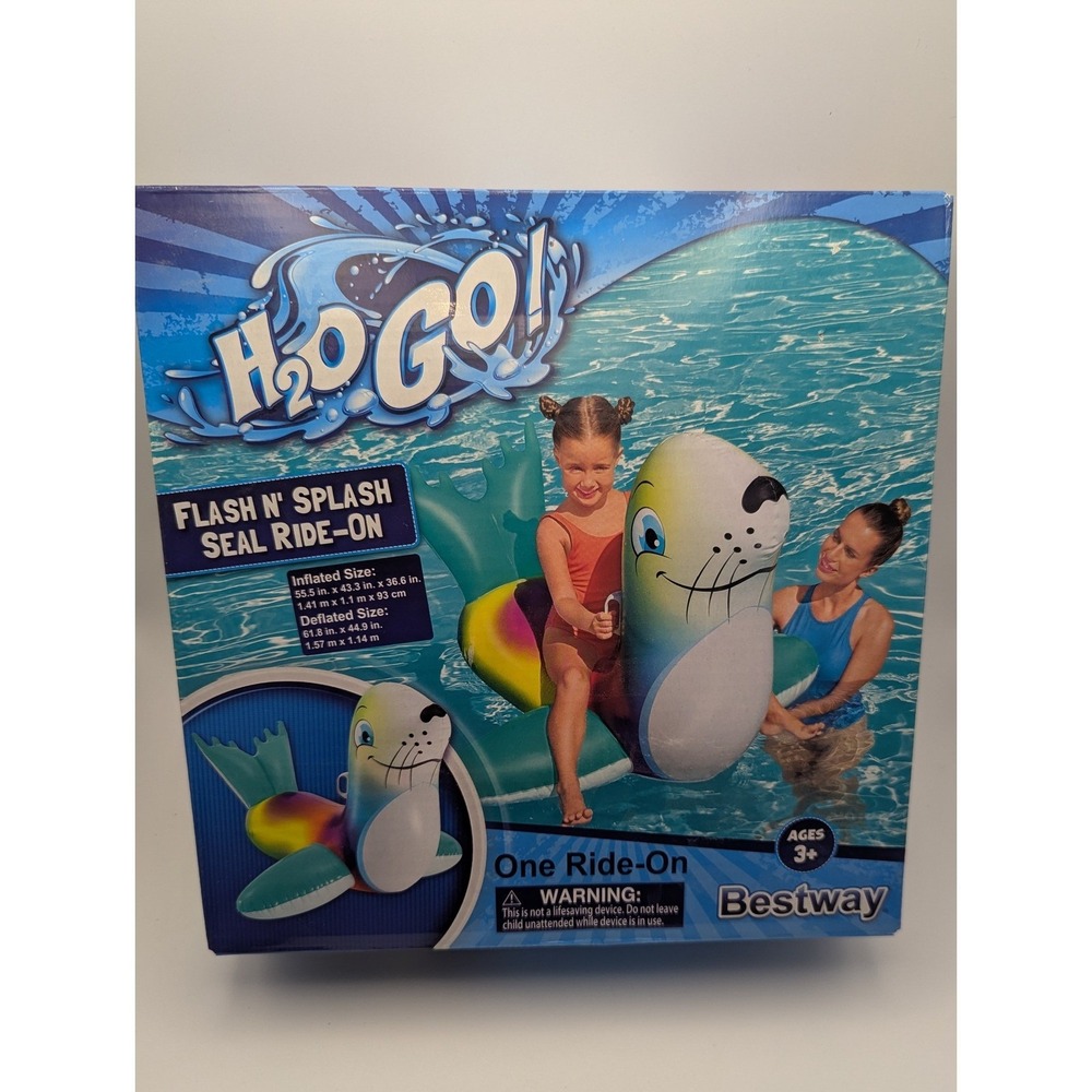 Bestway H2OGO Flash N Splash Seal Ride-On Inflatable Pool Float‎ Toy Ages 3+ New